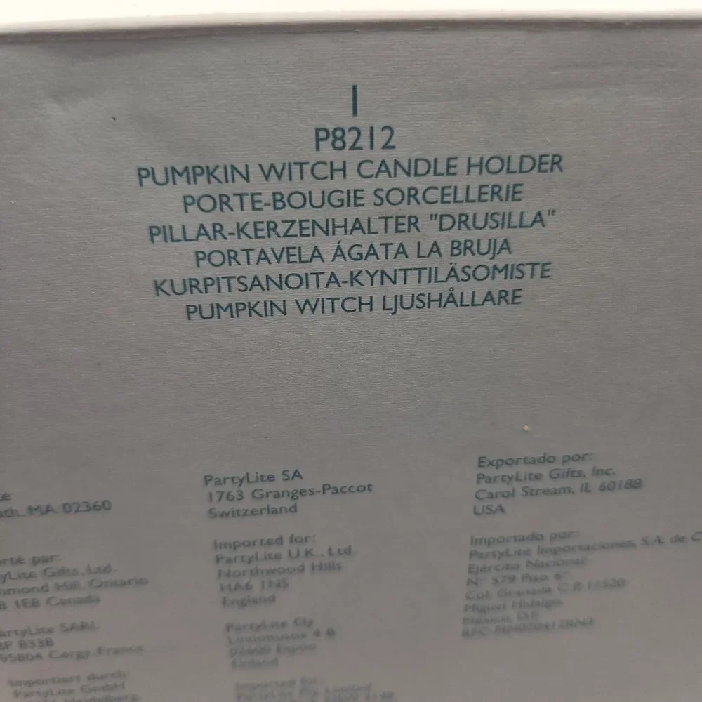 Partylite Pumpkin Witch Candle Holder P8212 In Original Box